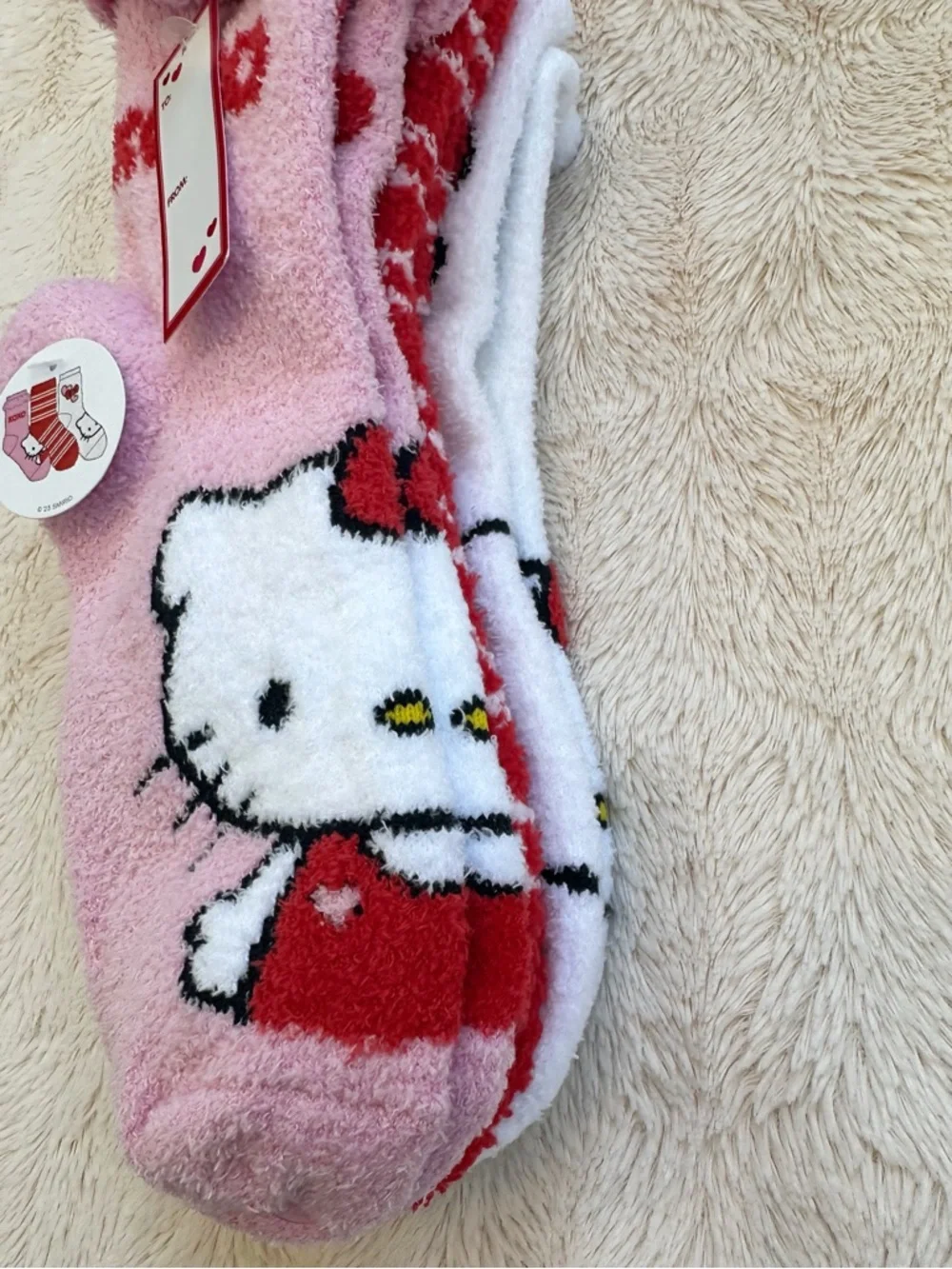 NEW Sanrio Hello Kitty Pack of 3 Valentine’s Day Gift Plush Socks - Picture 7 of 17